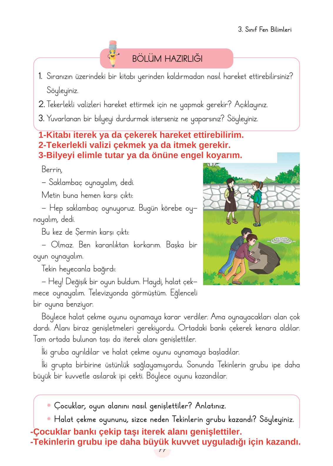 3. Sınıf Fen Bilimleri Cem Yayınları Ders Kitabı Sayfa 77 Cevapları