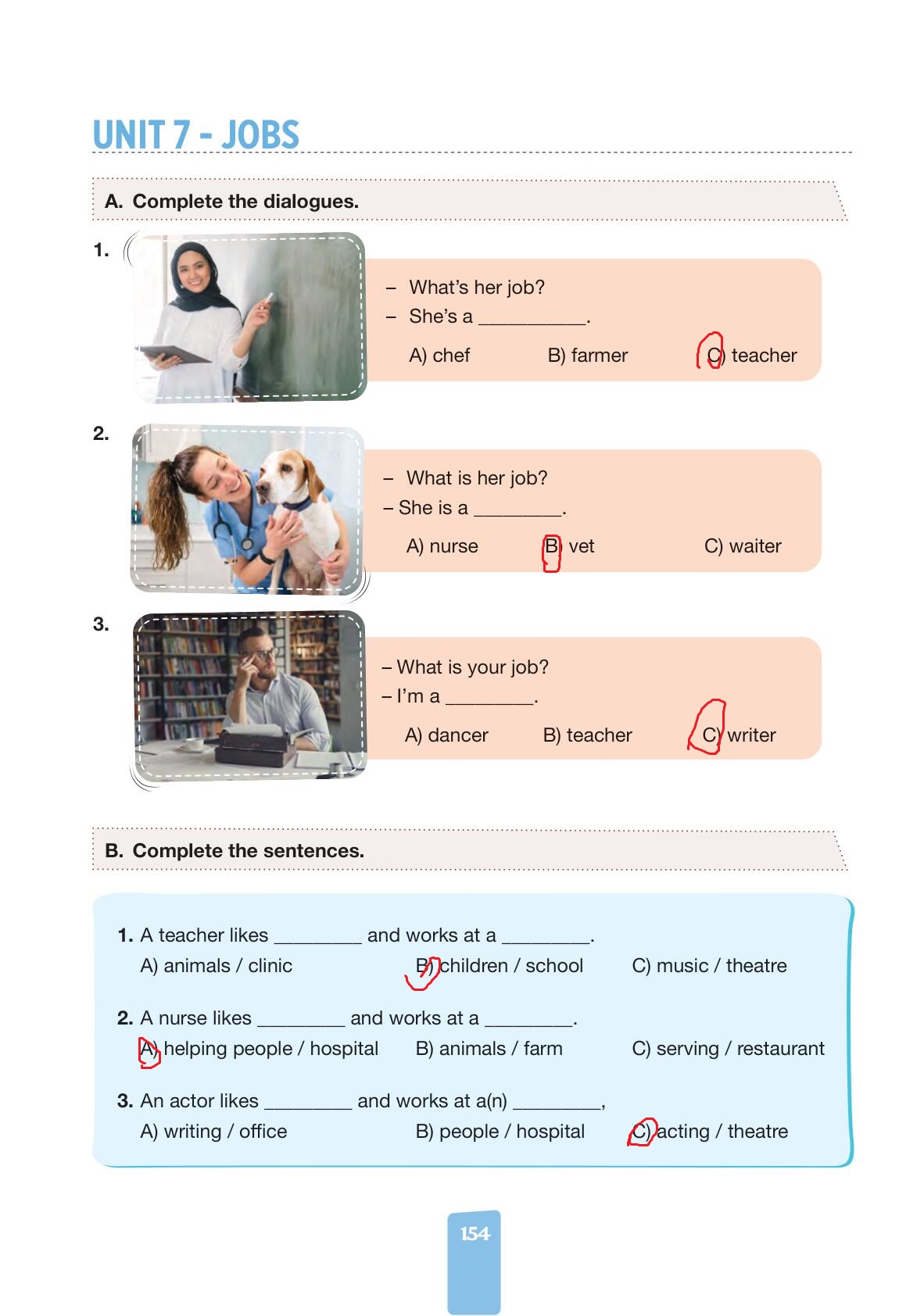 4. Sınıf İngilizce Pasifik Yayınları Kitabı Sayfa 154 Cevapları