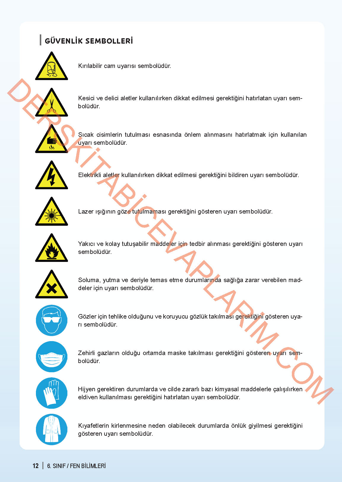 6. Sınıf Fen Bilgisi 1. Kitap Meb Yayınları Ders Kitabı Sayfa 12 Cevapları