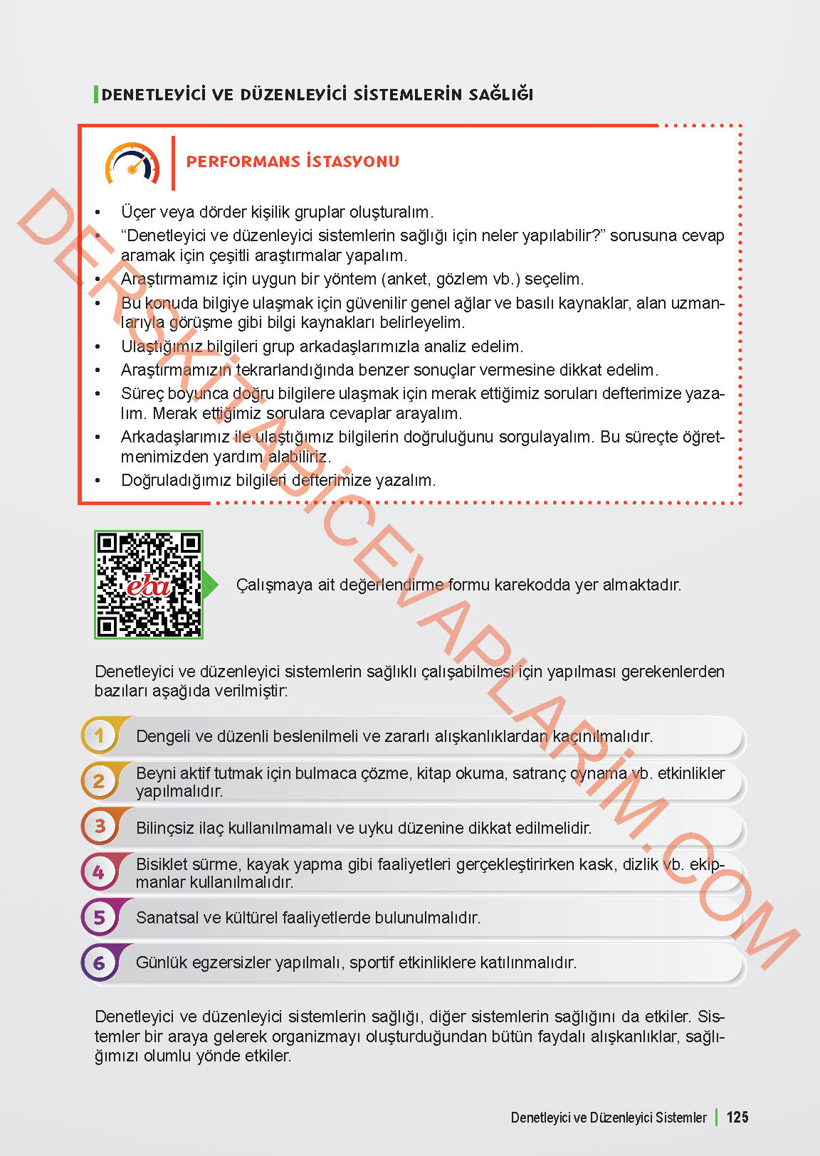 6. Sınıf Fen Bilgisi 1. Kitap Meb Yayınları Ders Kitabı Sayfa 125 Cevapları