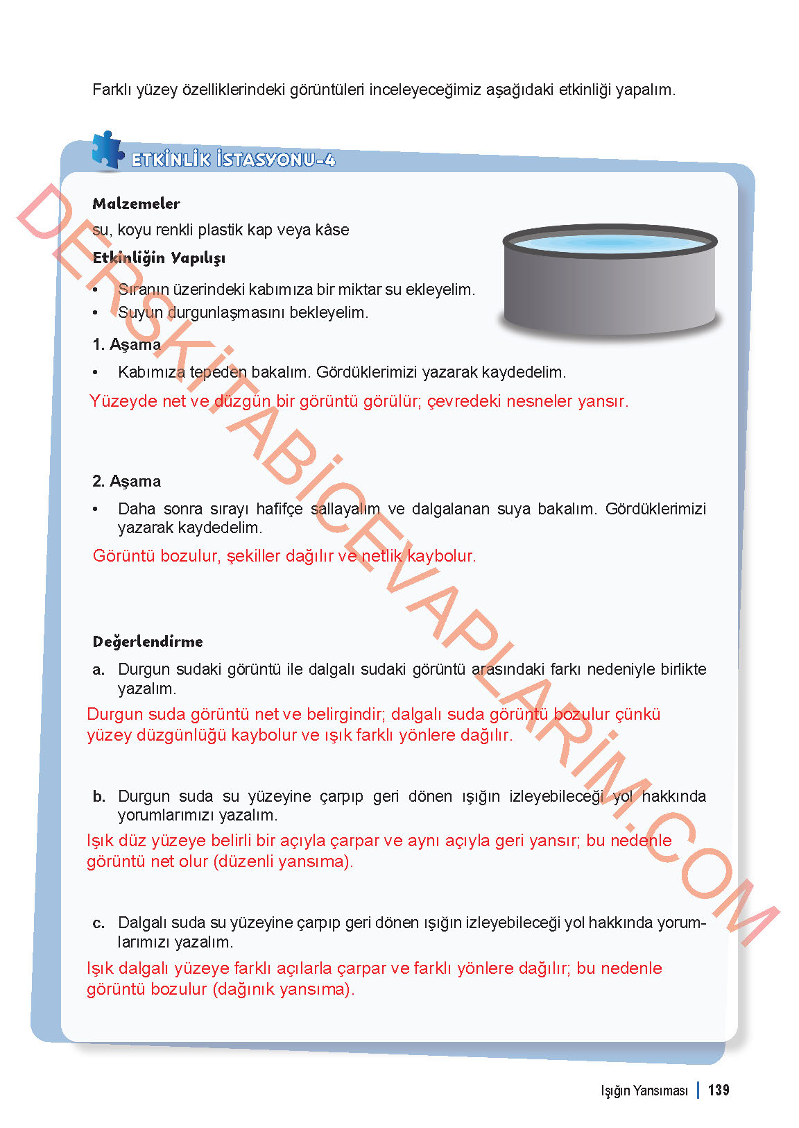 6. Sınıf Fen Bilgisi 1. Kitap Meb Yayınları Ders Kitabı Sayfa 139 Cevapları