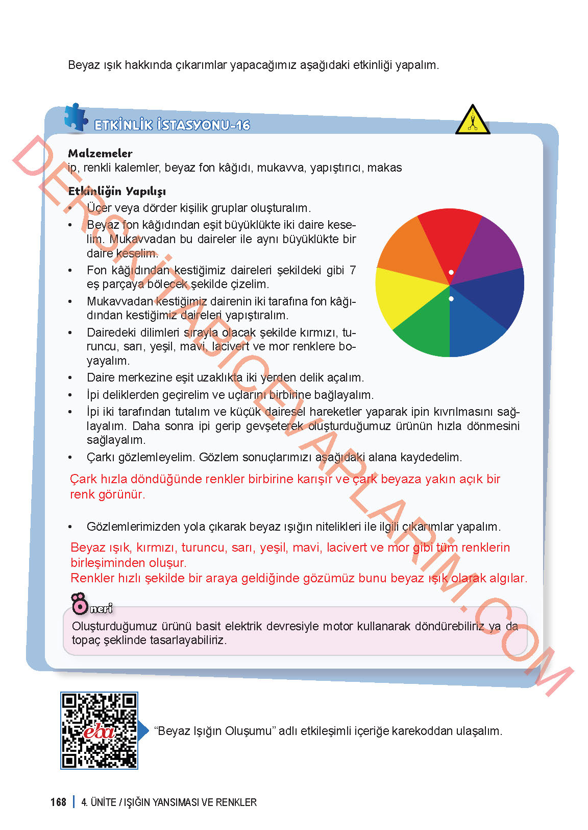 6. Sınıf Fen Bilgisi 1. Kitap Meb Yayınları Ders Kitabı Sayfa 168 Cevapları