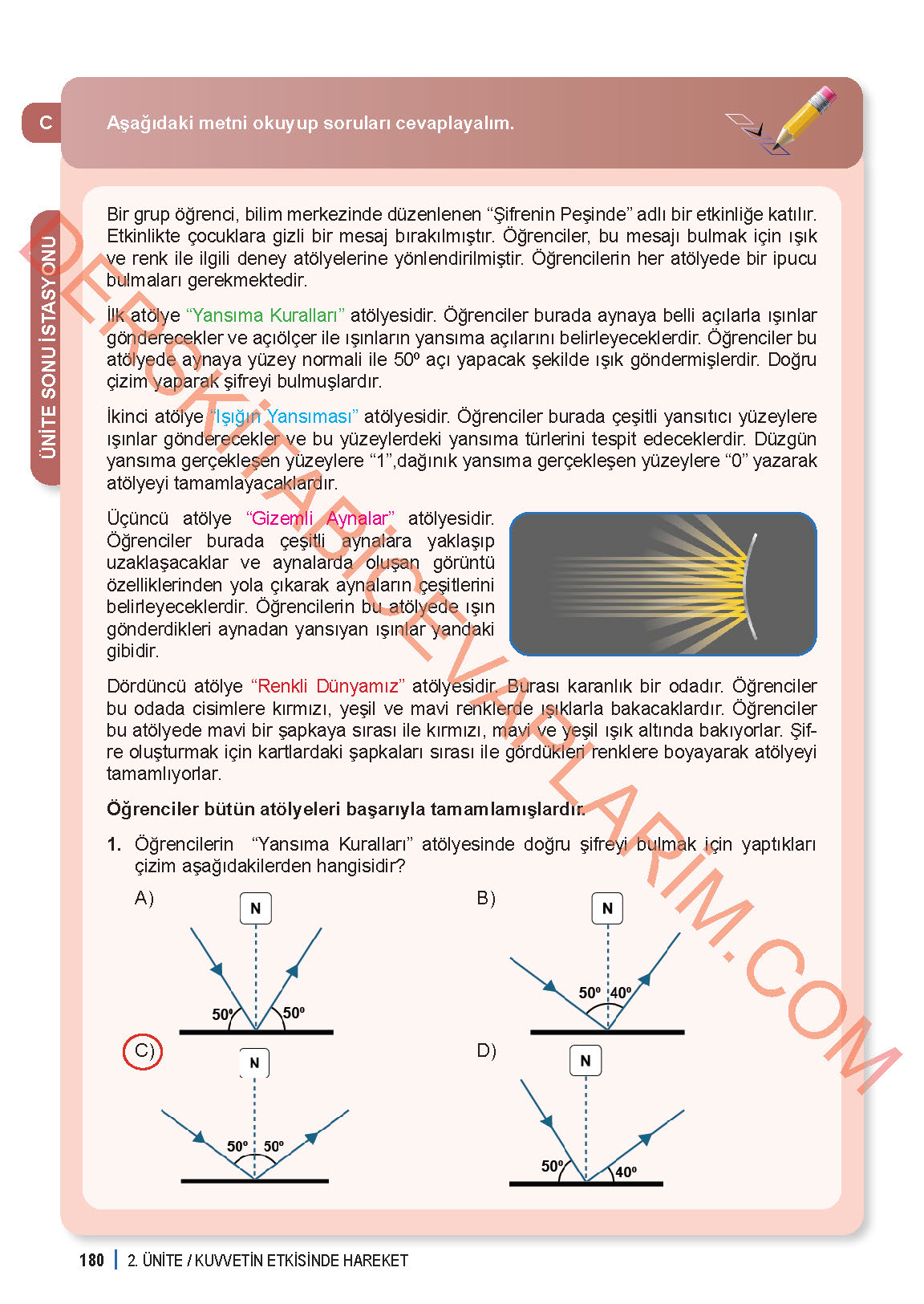 6. Sınıf Fen Bilgisi 1. Kitap Meb Yayınları Ders Kitabı Sayfa 180 Cevapları