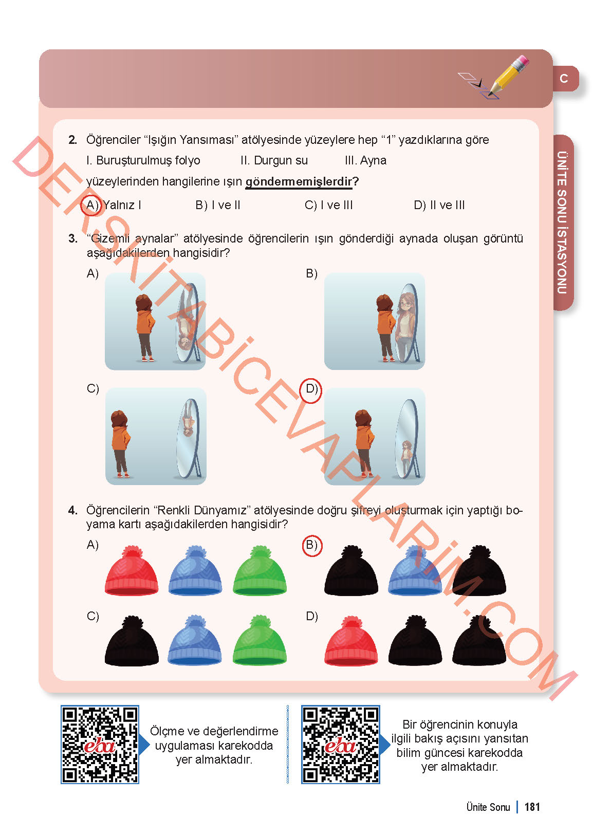 6. Sınıf Fen Bilgisi 1. Kitap Meb Yayınları Ders Kitabı Sayfa 181 Cevapları