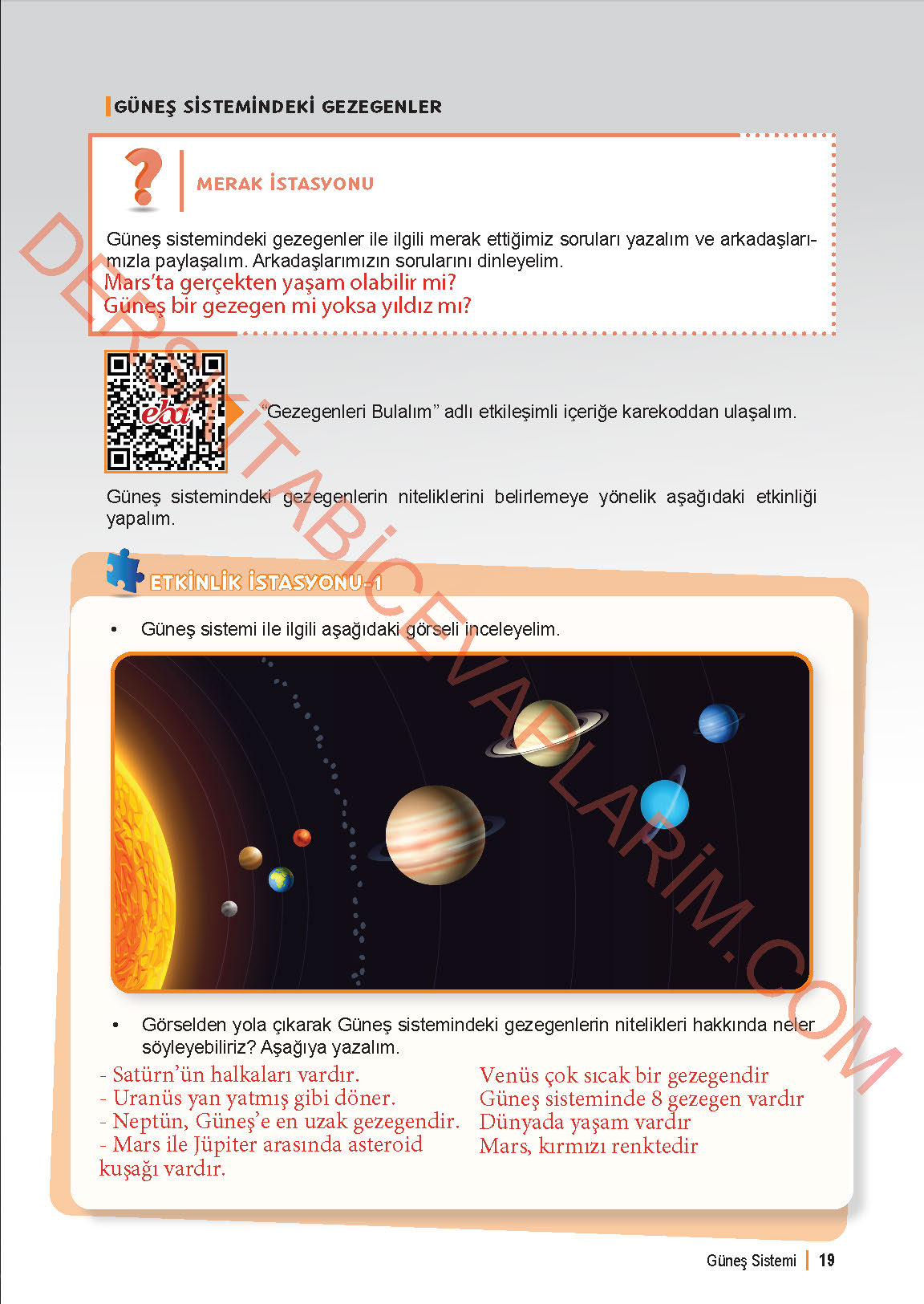 6. Sınıf Fen Bilgisi 1. Kitap Meb Yayınları Ders Kitabı Sayfa 19 Cevapları