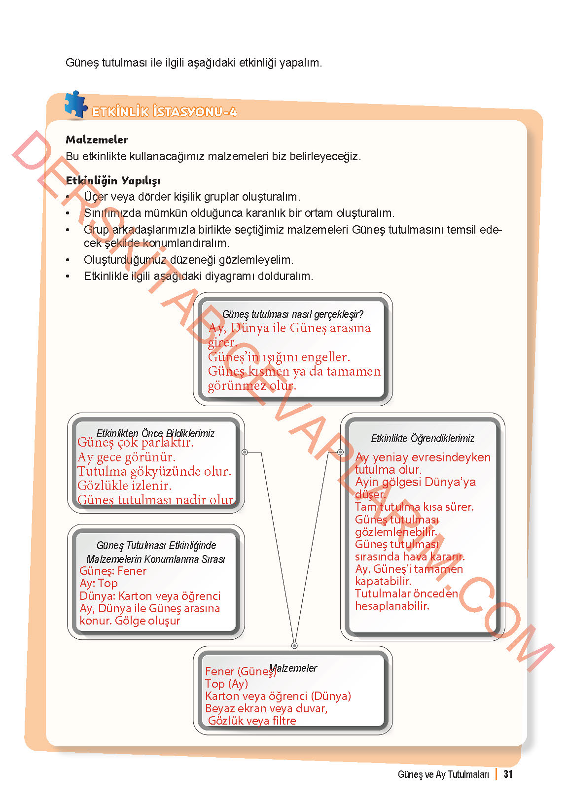 6. Sınıf Fen Bilgisi 1. Kitap Meb Yayınları Ders Kitabı Sayfa 31 Cevapları