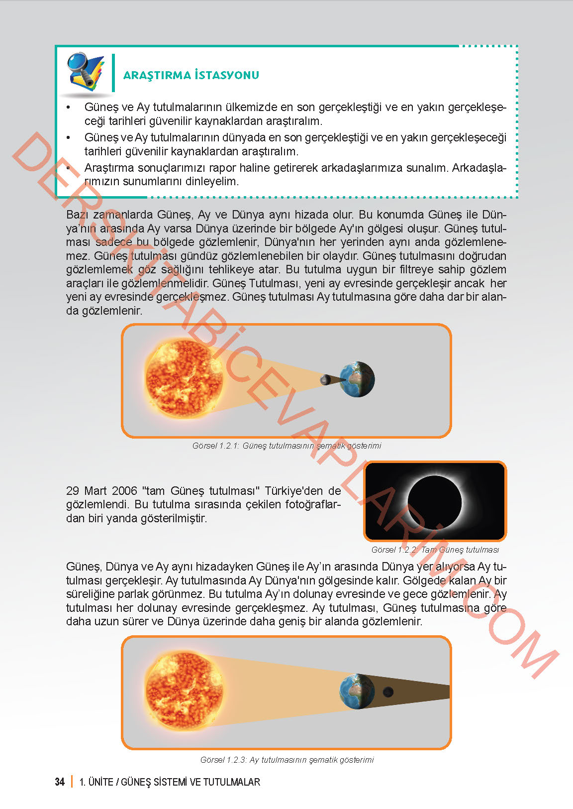 6. Sınıf Fen Bilgisi 1. Kitap Meb Yayınları Ders Kitabı Sayfa 34 Cevapları