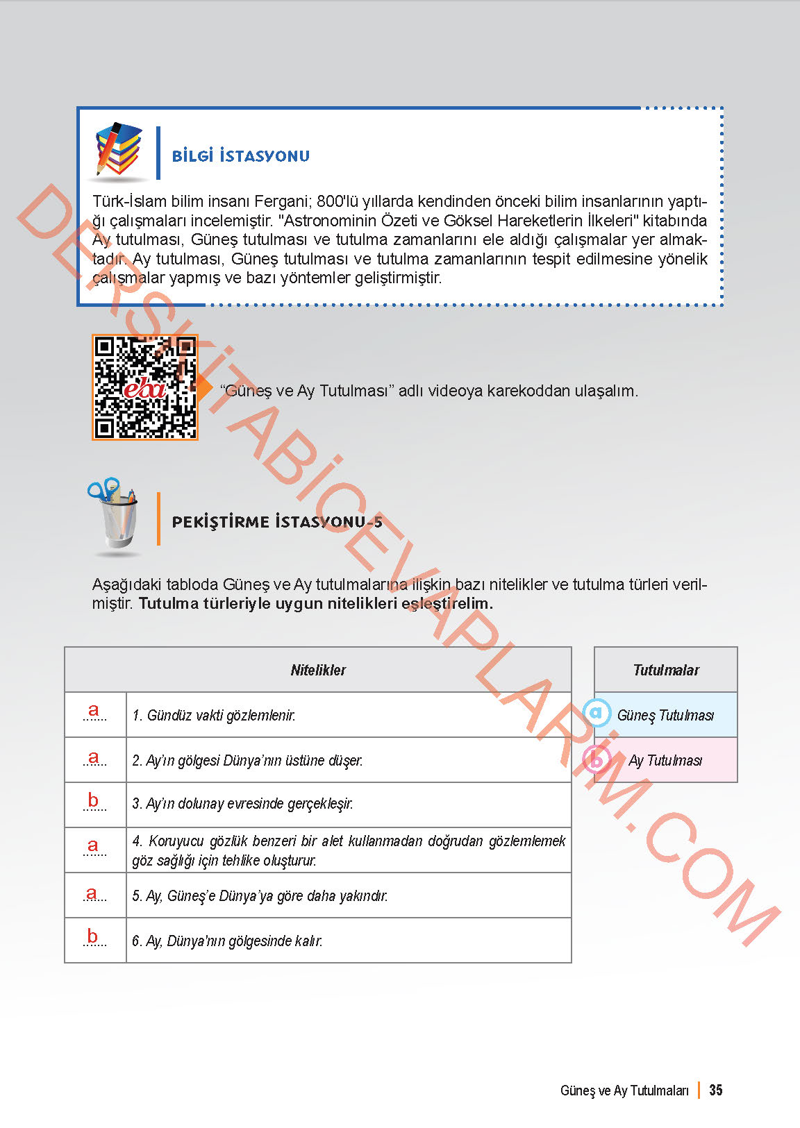 6. Sınıf Fen Bilgisi 1. Kitap Meb Yayınları Ders Kitabı Sayfa 35 Cevapları
