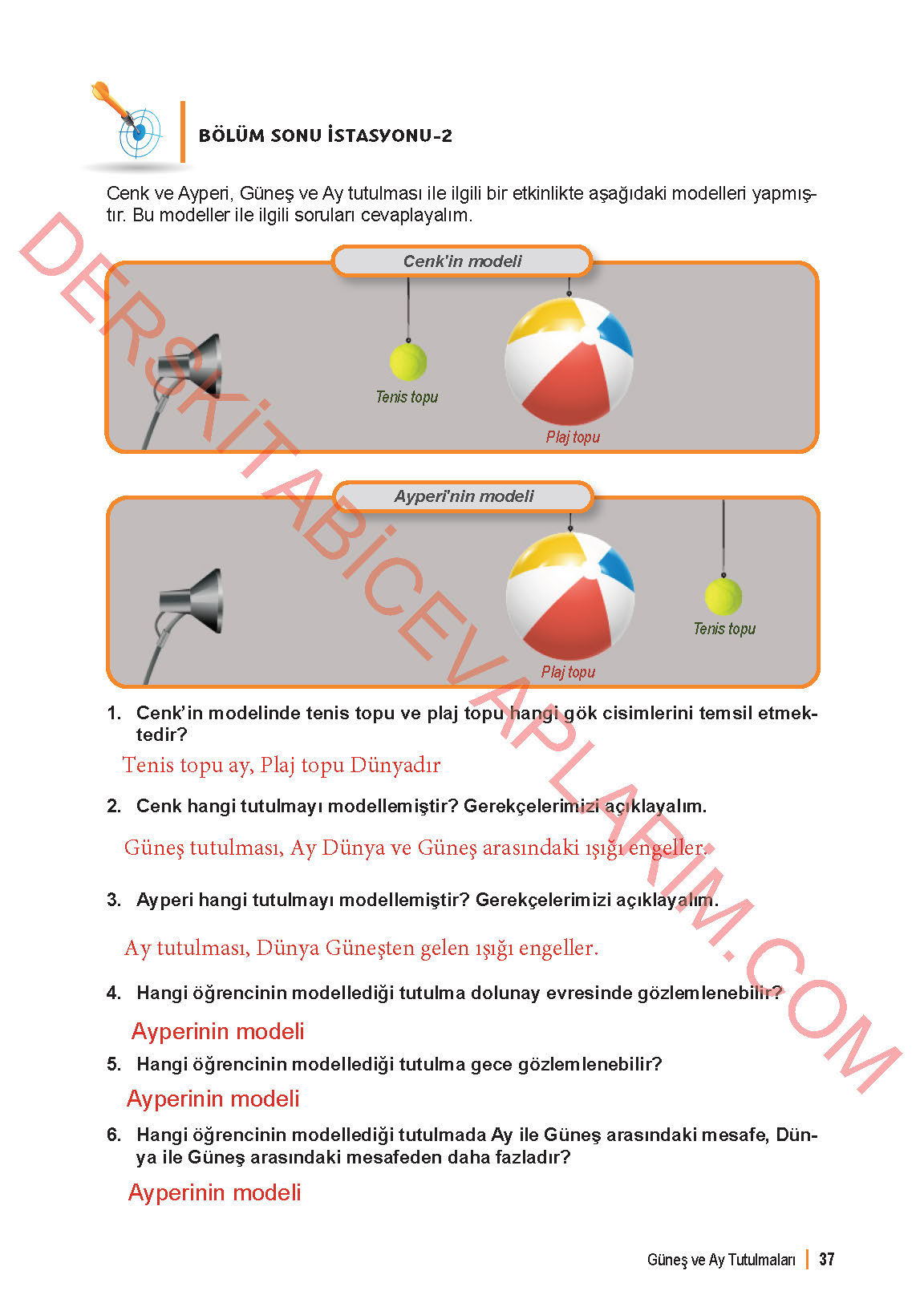 6. Sınıf Fen Bilgisi 1. Kitap Meb Yayınları Ders Kitabı Sayfa 37 Cevapları