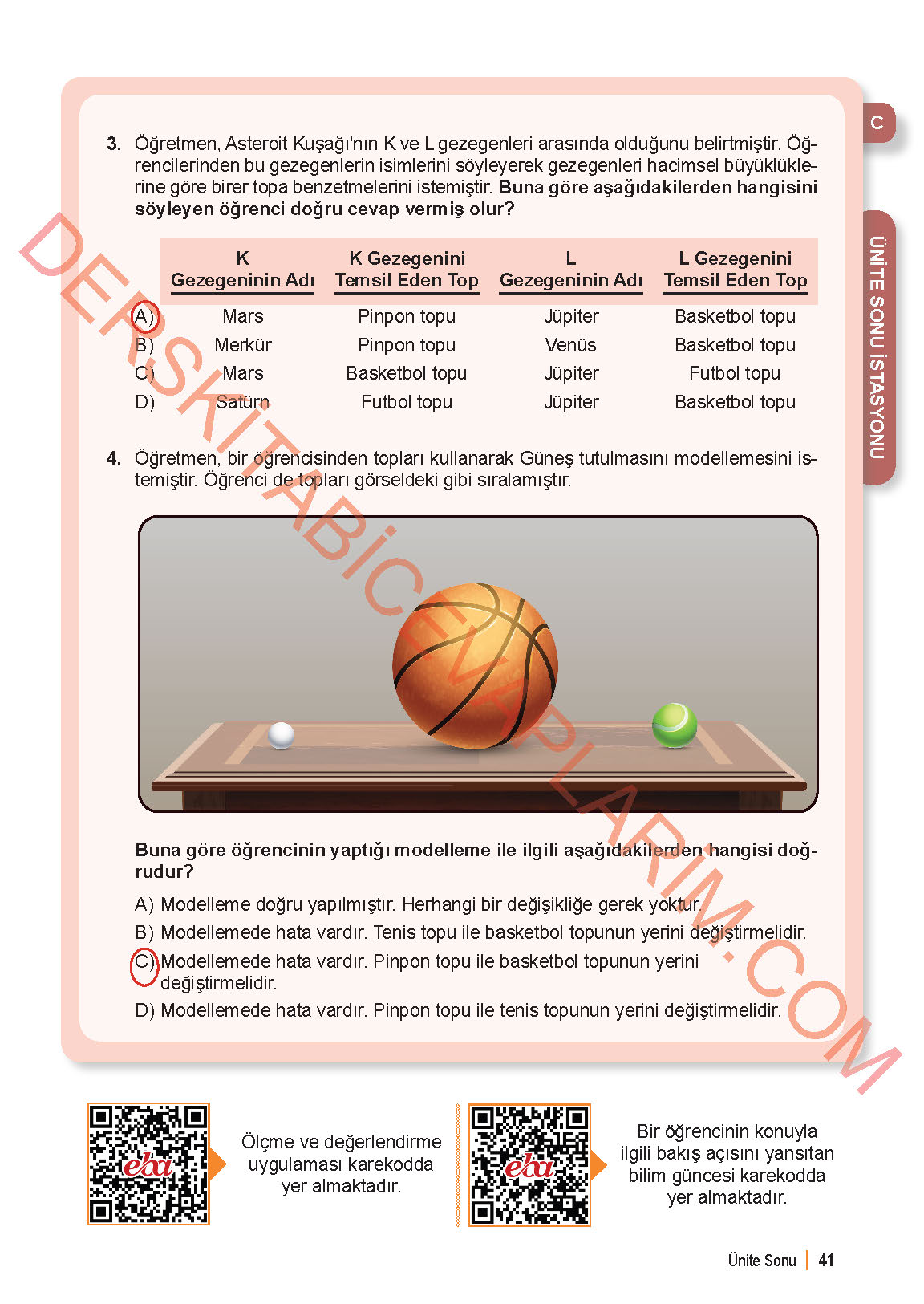 6. Sınıf Fen Bilgisi 1. Kitap Meb Yayınları Ders Kitabı Sayfa 41 Cevapları