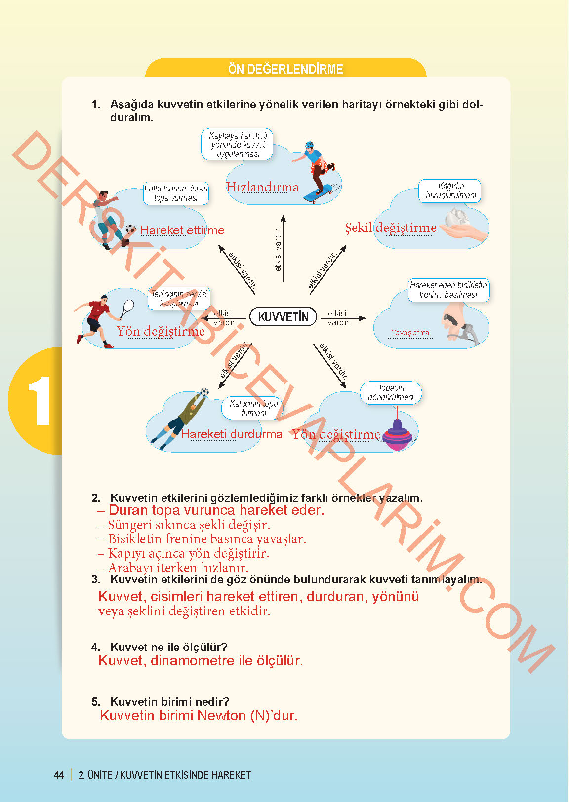 6. Sınıf Fen Bilgisi 1. Kitap Meb Yayınları Ders Kitabı Sayfa 44 Cevapları