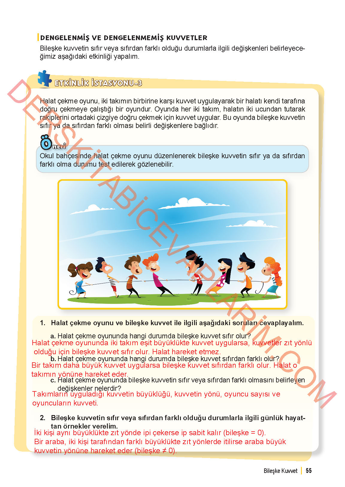 6. Sınıf Fen Bilgisi 1. Kitap Meb Yayınları Ders Kitabı Sayfa 55 Cevapları