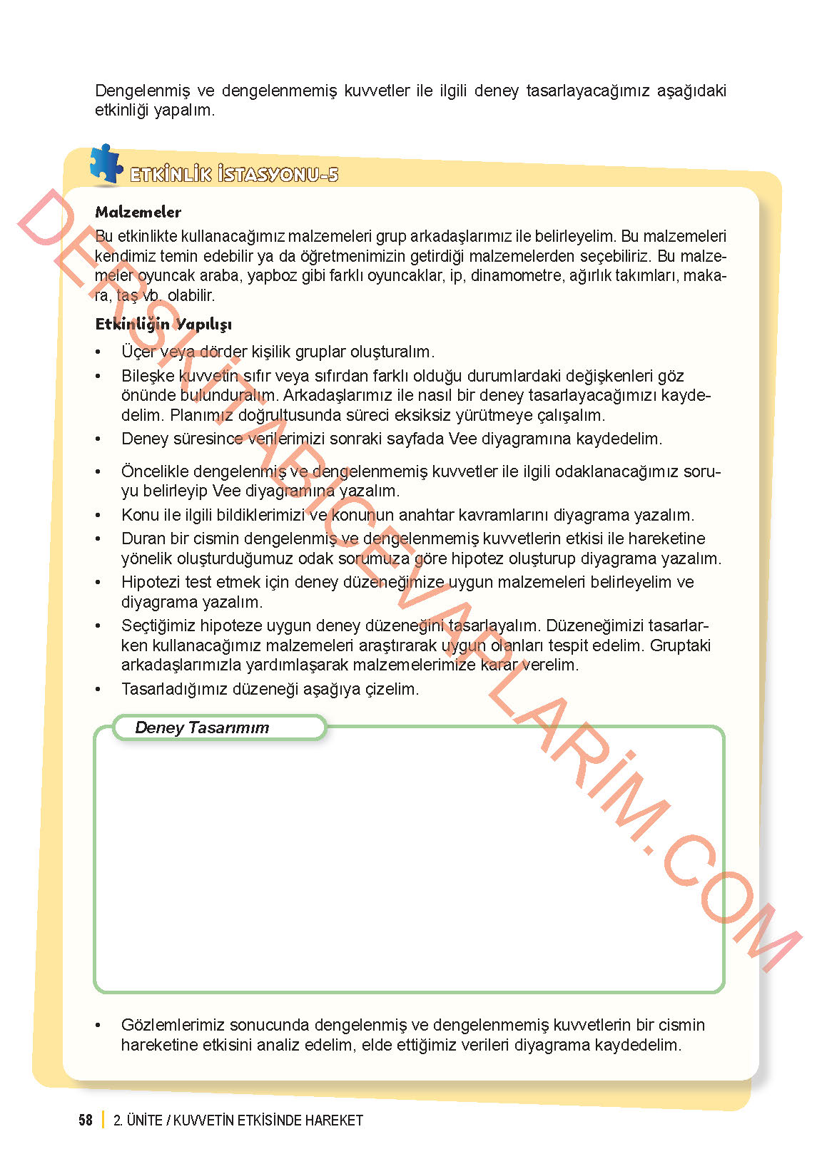 6. Sınıf Fen Bilgisi 1. Kitap Meb Yayınları Ders Kitabı Sayfa 58 Cevapları
