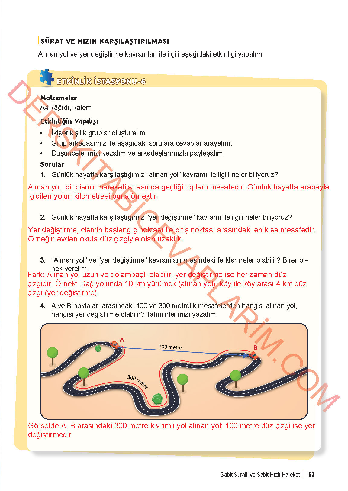 6. Sınıf Fen Bilgisi 1. Kitap Meb Yayınları Ders Kitabı Sayfa 63 Cevapları