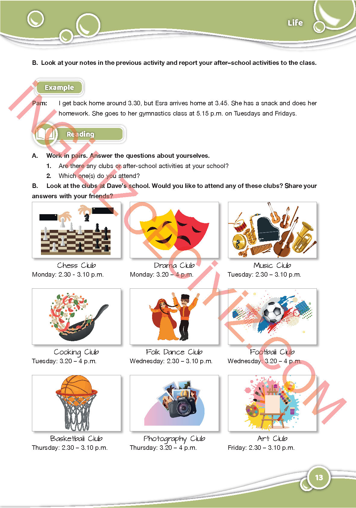 6. Sınıf İngilizce Özgün Yayınları Kitabı Sayfa 13 Cevapları