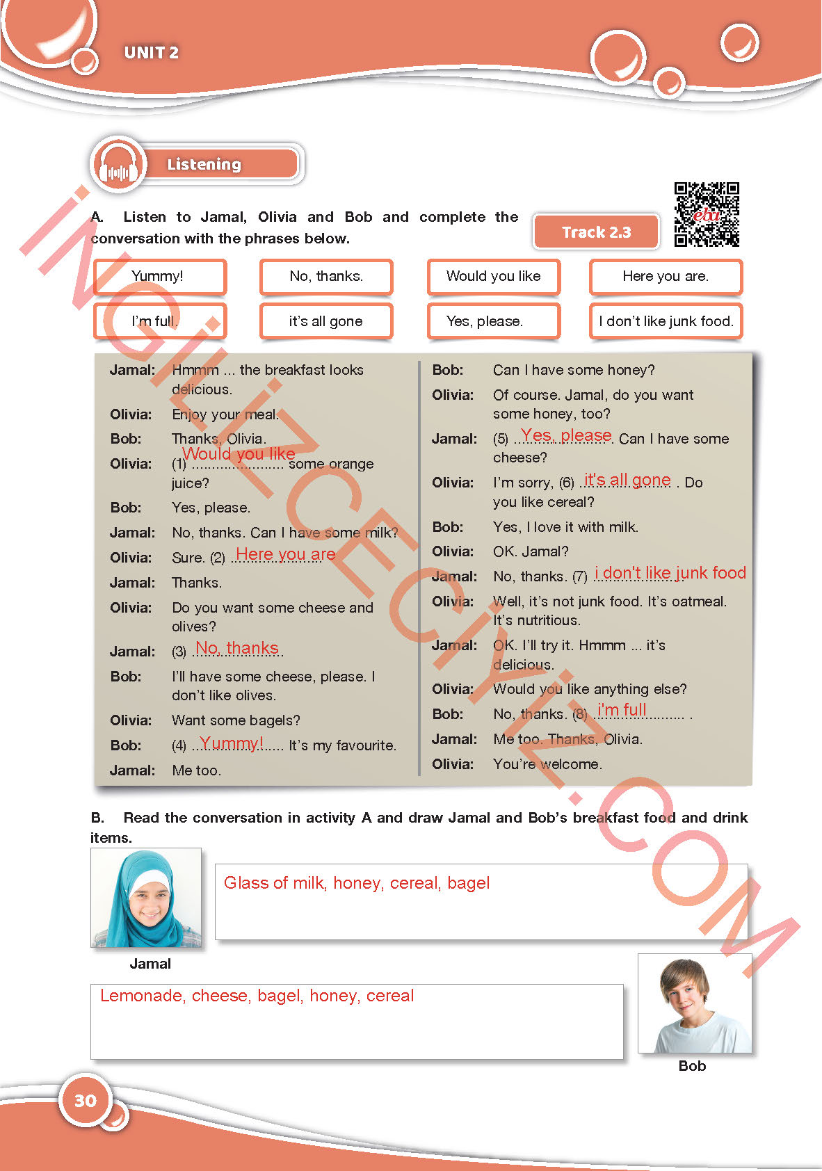 6. Sınıf İngilizce Özgün Yayınları Kitabı Sayfa 30 Cevapları