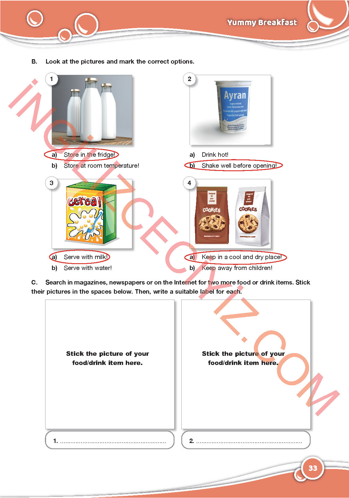 6. Sınıf İngilizce Özgün Yayınları Kitabı Sayfa 33 Cevapları