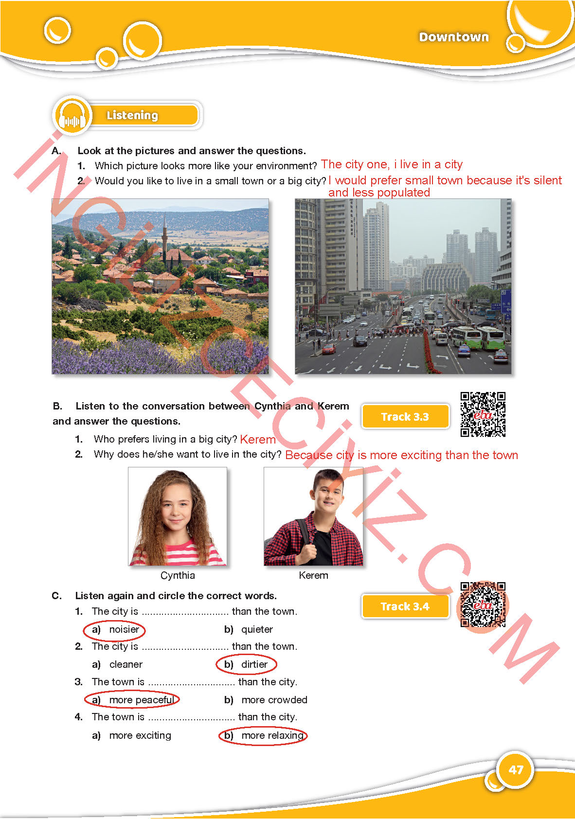 6. Sınıf İngilizce Özgün Yayınları Kitabı Sayfa 47 Cevapları