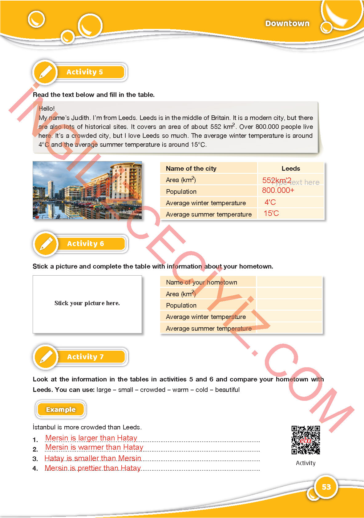 6. Sınıf İngilizce Özgün Yayınları Kitabı Sayfa 53 Cevapları