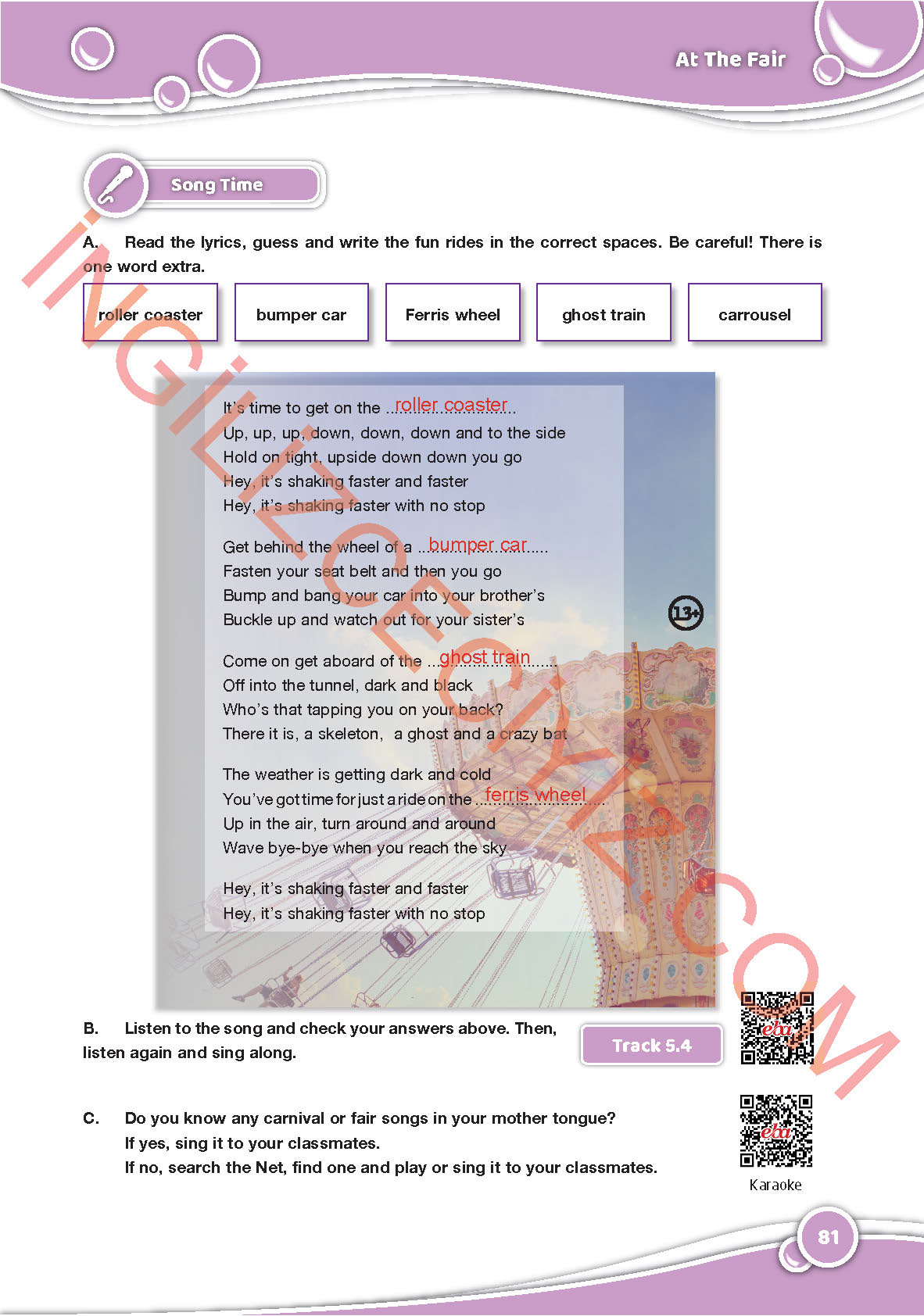 6. Sınıf İngilizce Özgün Yayınları Kitabı Sayfa 81 Cevapları