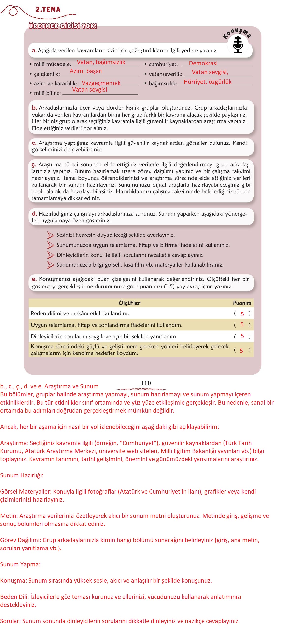 6. Sınıf Türkçe 1. Kitap Meb Yayınları Ders Kitabı Sayfa 111 Cevapları
