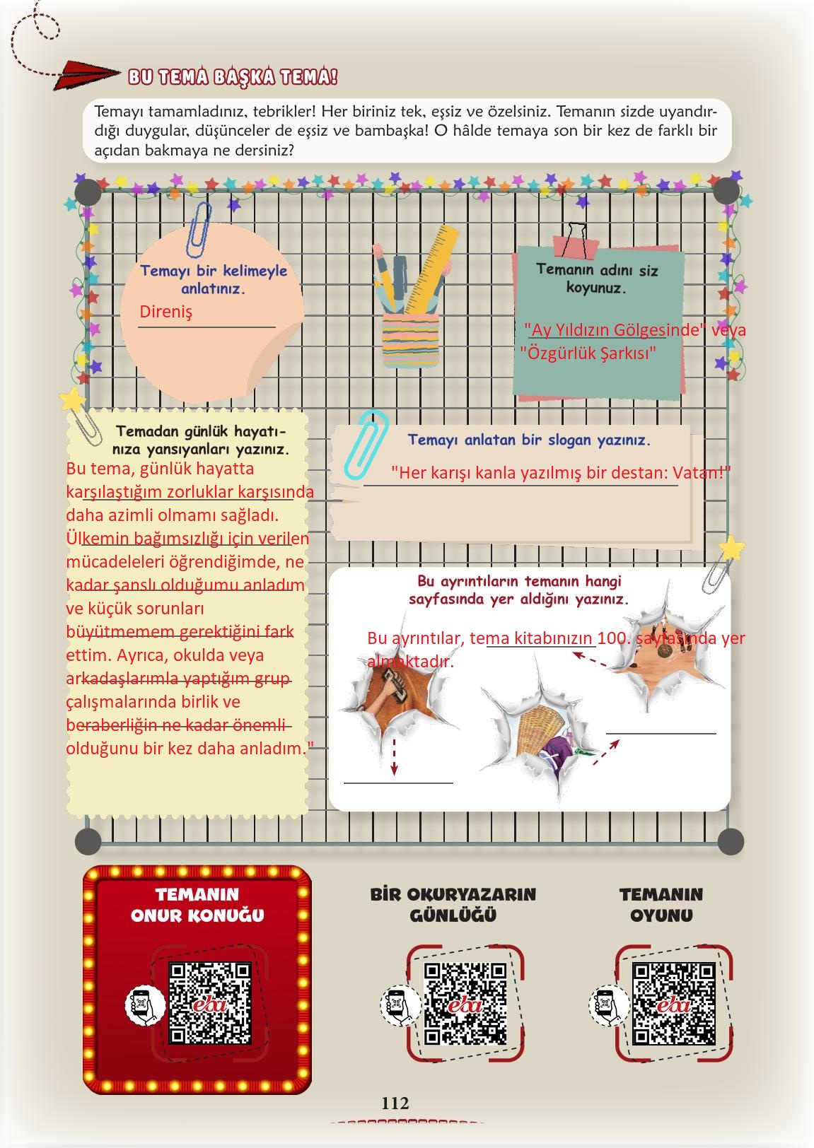 6. Sınıf Türkçe 1. Kitap Meb Yayınları Ders Kitabı Sayfa 113 Cevapları