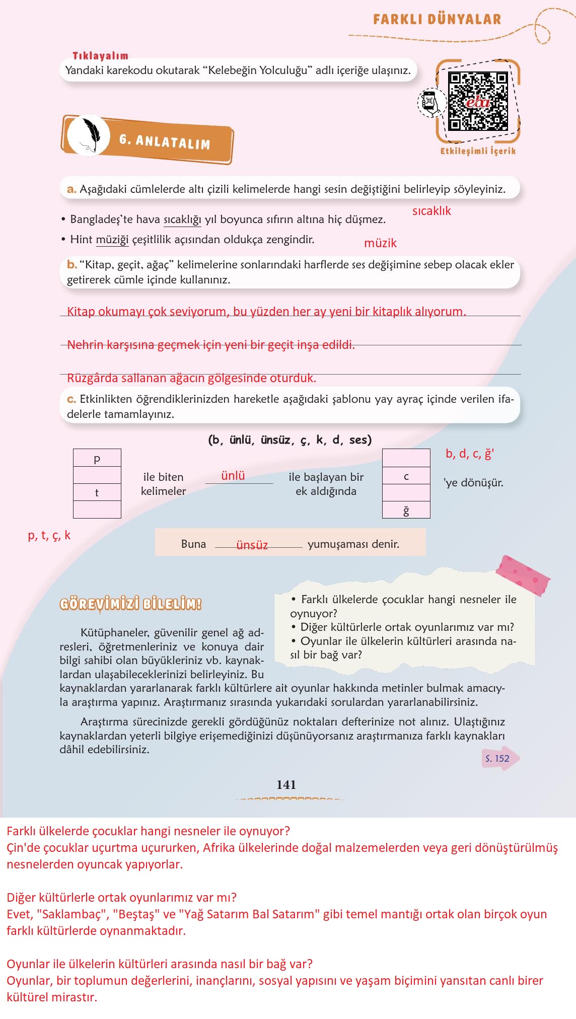 6. Sınıf Türkçe 1. Kitap Meb Yayınları Ders Kitabı Sayfa 142 Cevapları
