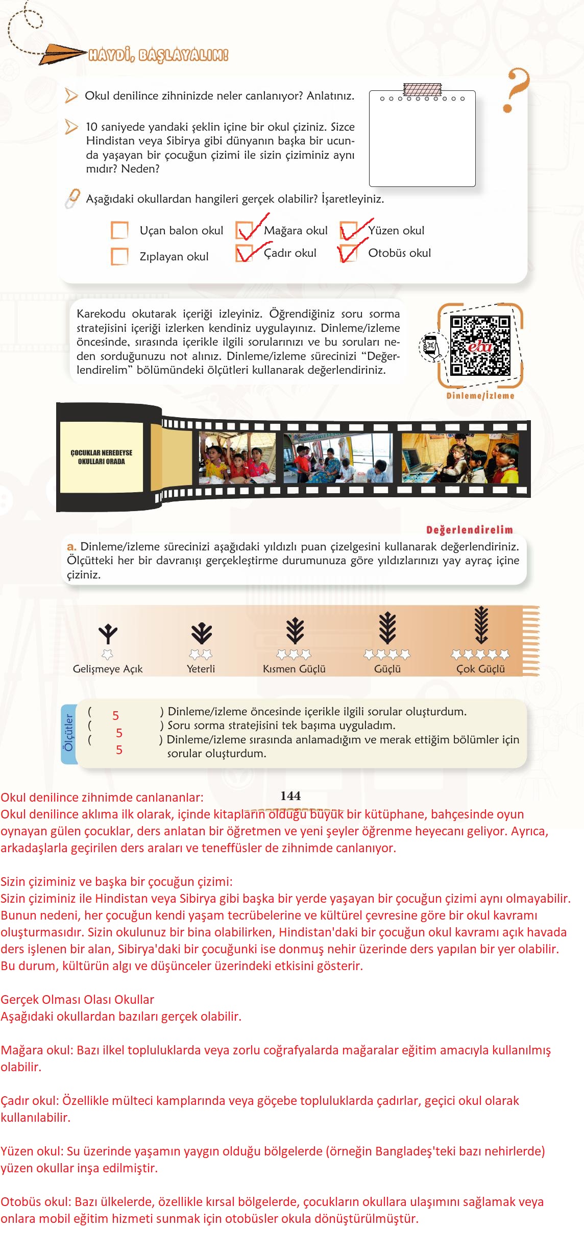 6. Sınıf Türkçe 1. Kitap Meb Yayınları Ders Kitabı Sayfa 145 Cevapları