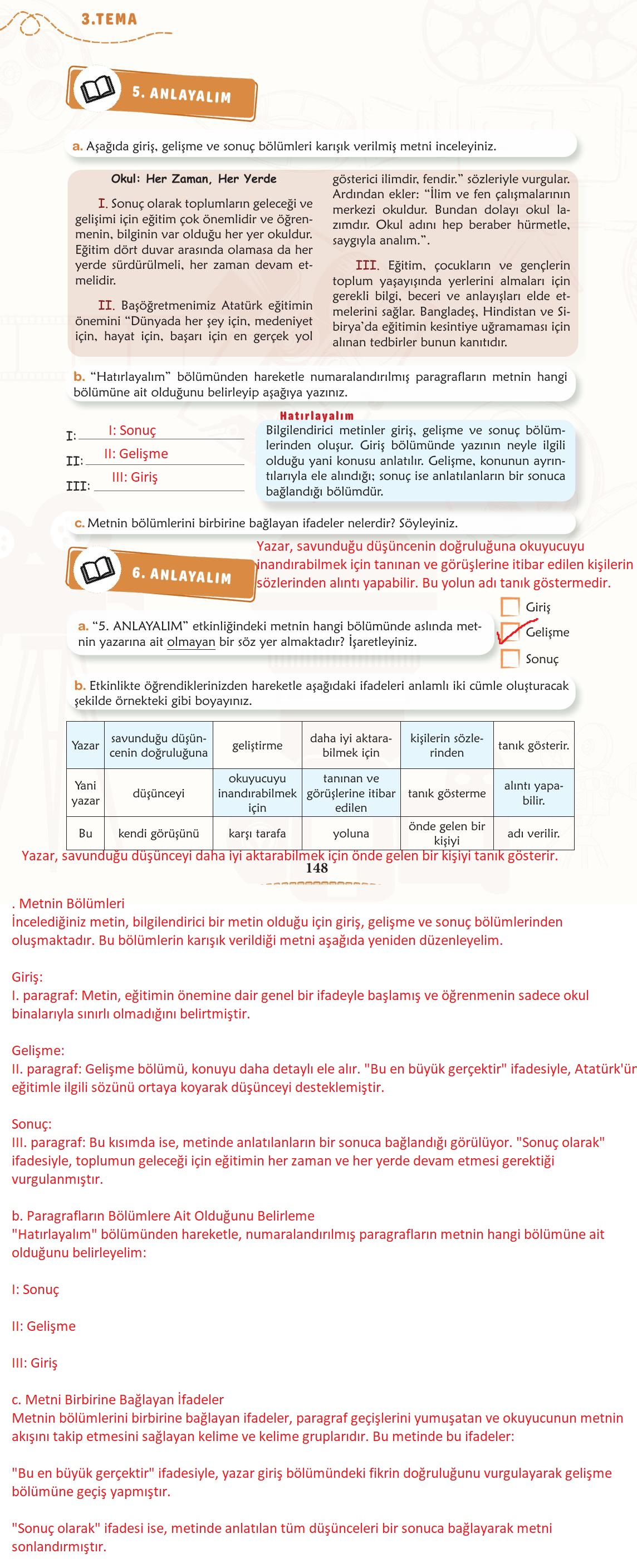 6. Sınıf Türkçe 1. Kitap Meb Yayınları Ders Kitabı Sayfa 149 Cevapları