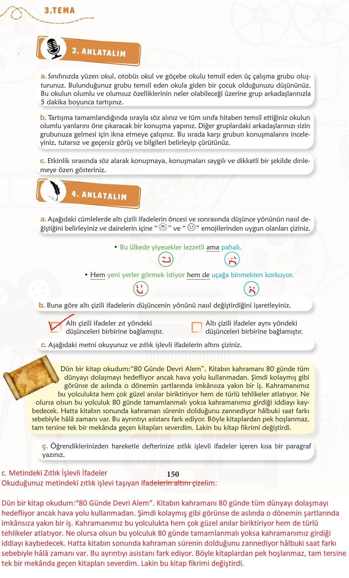 6. Sınıf Türkçe 1. Kitap Meb Yayınları Ders Kitabı Sayfa 151 Cevapları
