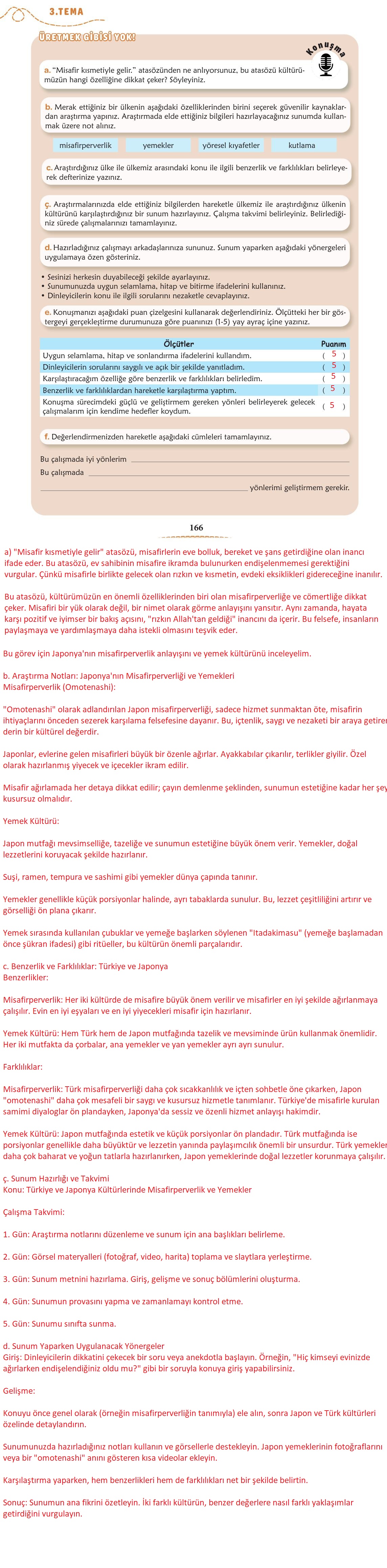 6. Sınıf Türkçe 1. Kitap Meb Yayınları Ders Kitabı Sayfa 167 Cevapları