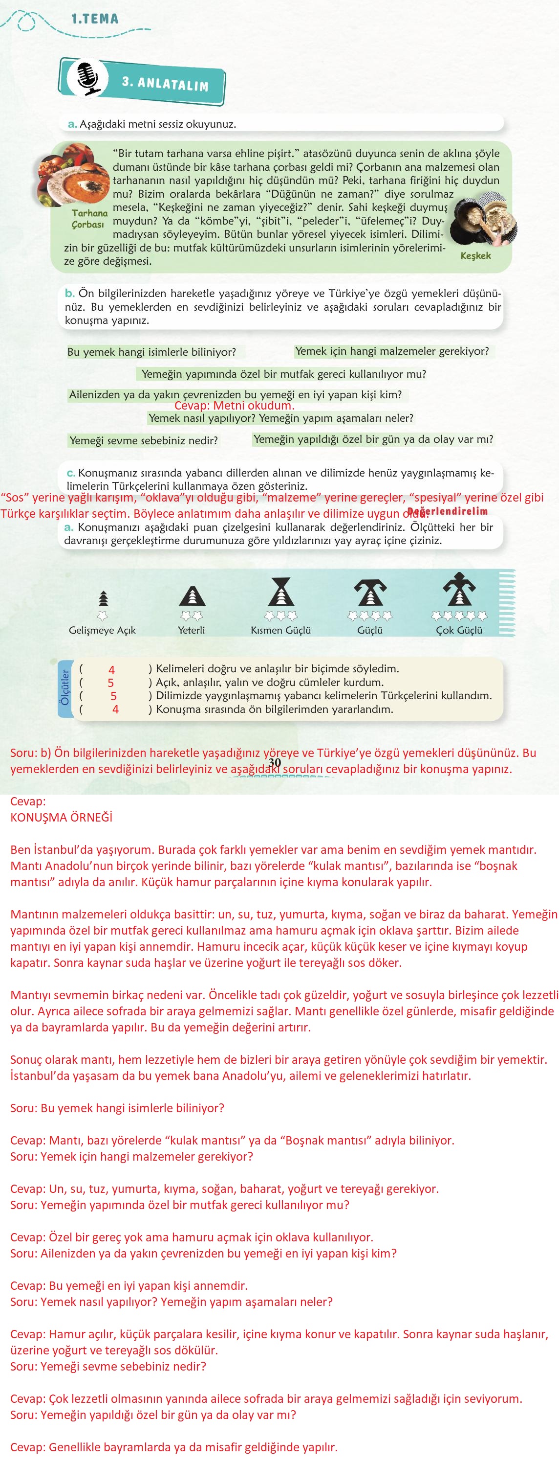6. Sınıf Türkçe 1. Kitap Meb Yayınları Ders Kitabı Sayfa 31 Cevapları