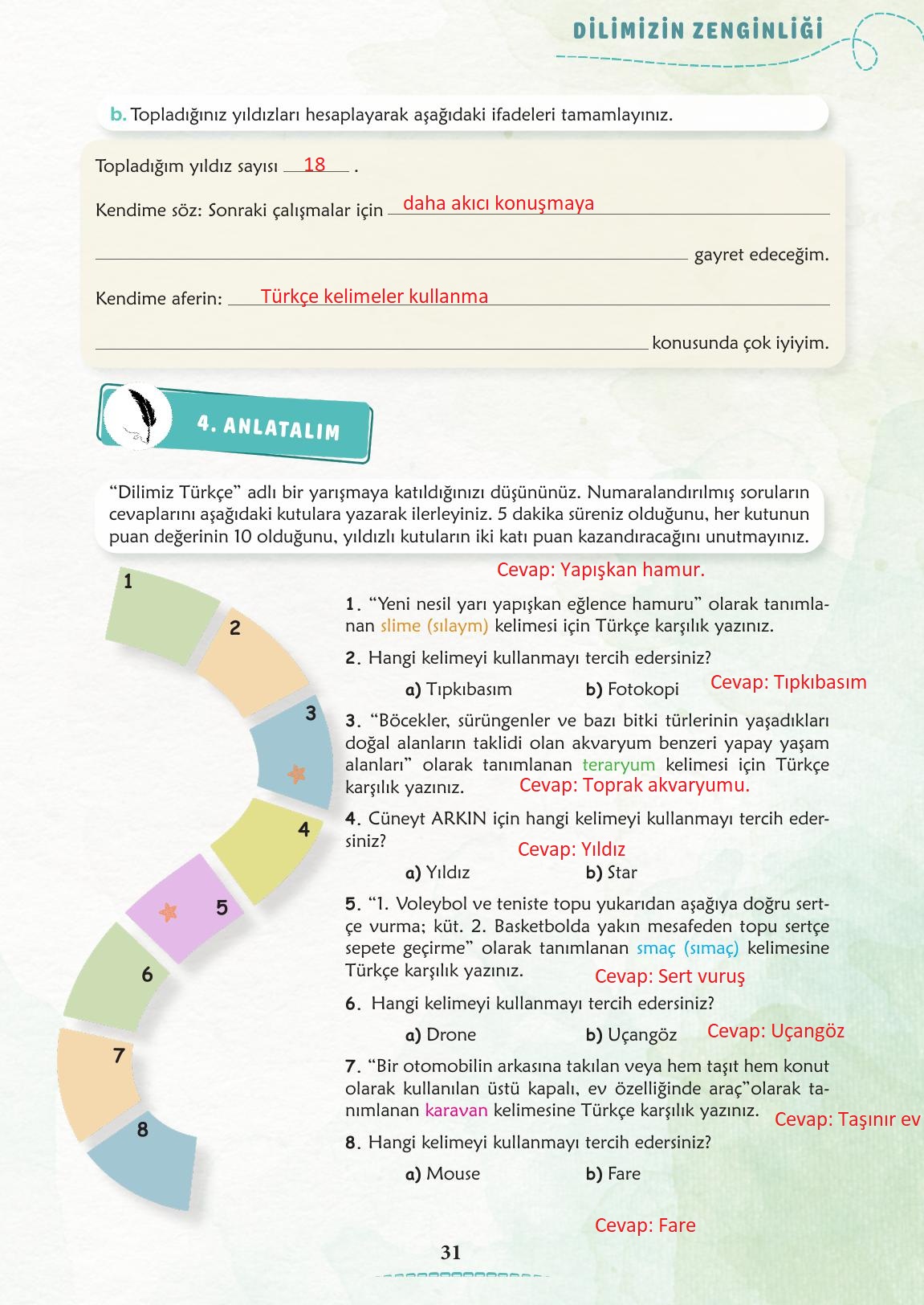 6. Sınıf Türkçe 1. Kitap Meb Yayınları Ders Kitabı Sayfa 32 Cevapları