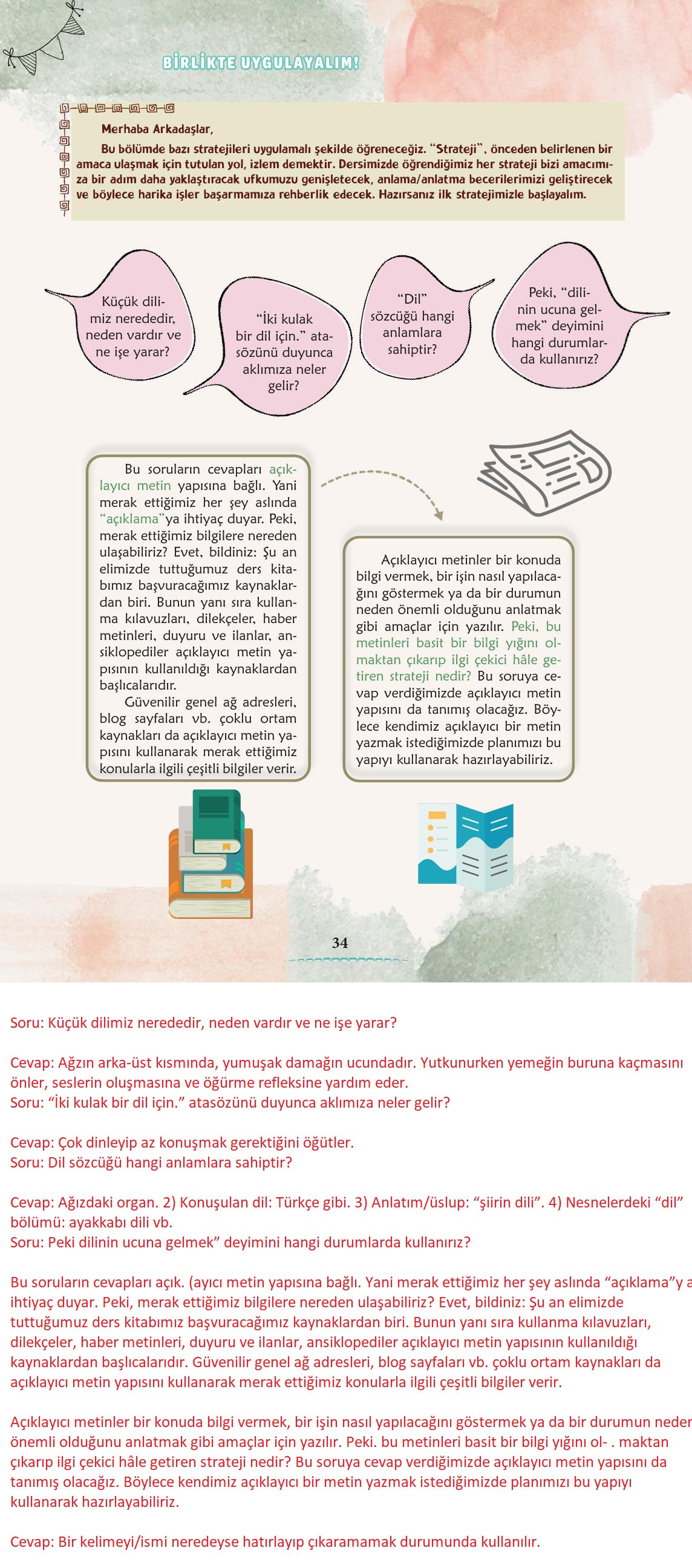 6. Sınıf Türkçe 1. Kitap Meb Yayınları Ders Kitabı Sayfa 35 Cevapları