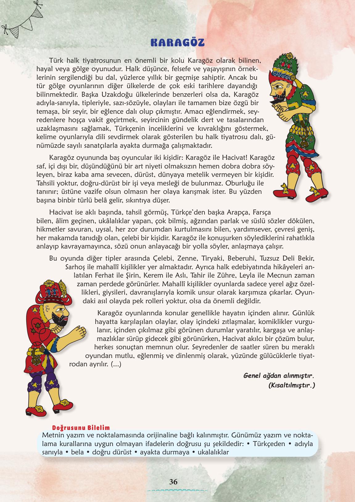6. Sınıf Türkçe 1. Kitap Meb Yayınları Ders Kitabı Sayfa 37 Cevapları