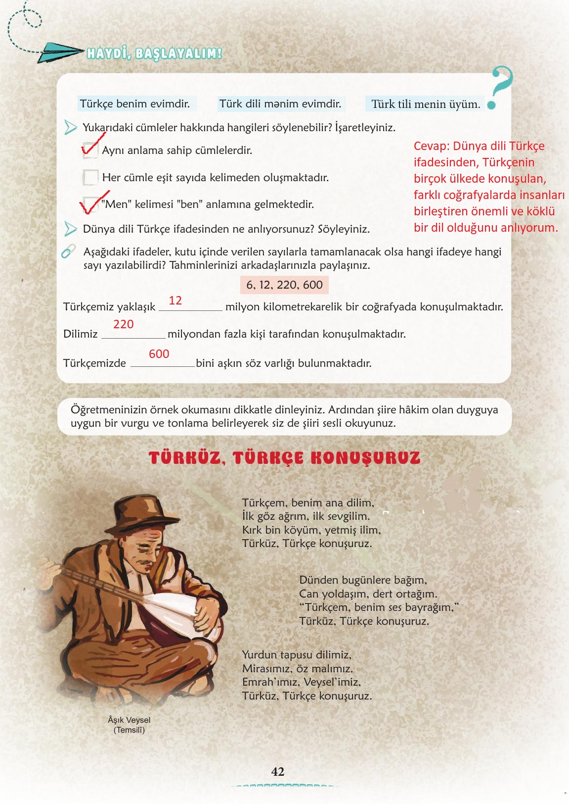 6. Sınıf Türkçe 1. Kitap Meb Yayınları Ders Kitabı Sayfa 43 Cevapları