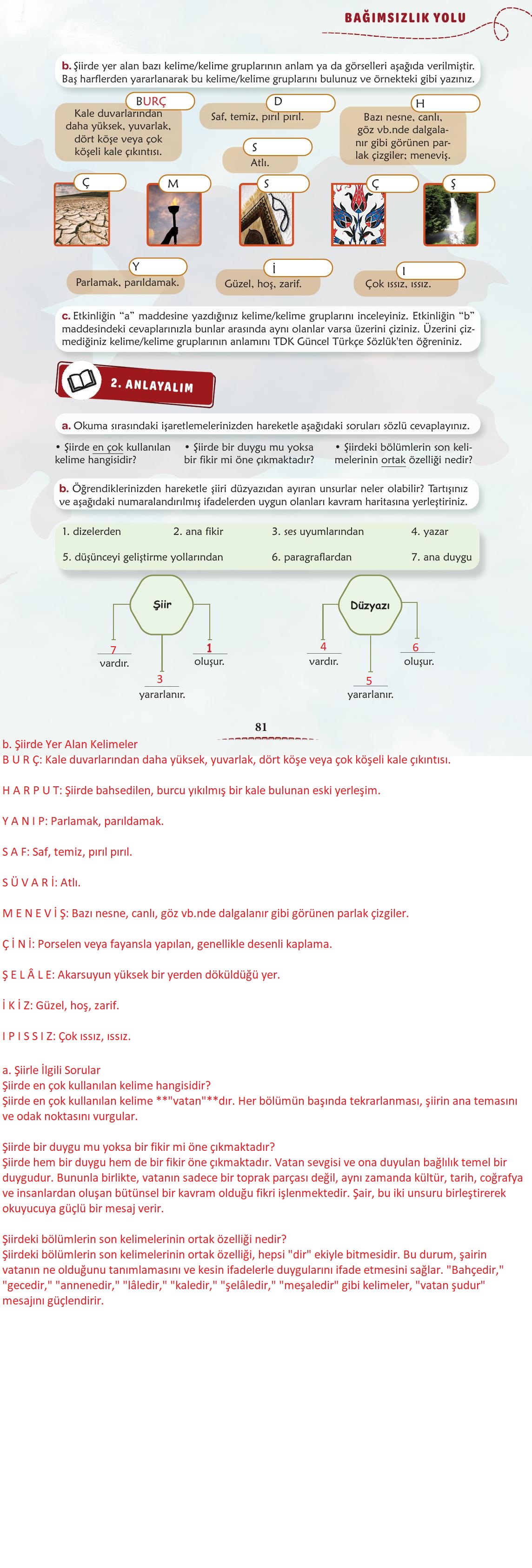 6. Sınıf Türkçe 1. Kitap Meb Yayınları Ders Kitabı Sayfa 82 Cevapları