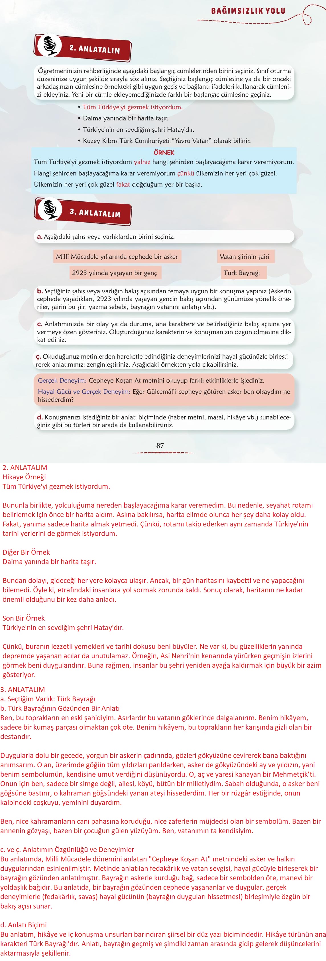6. Sınıf Türkçe 1. Kitap Meb Yayınları Ders Kitabı Sayfa 88 Cevapları