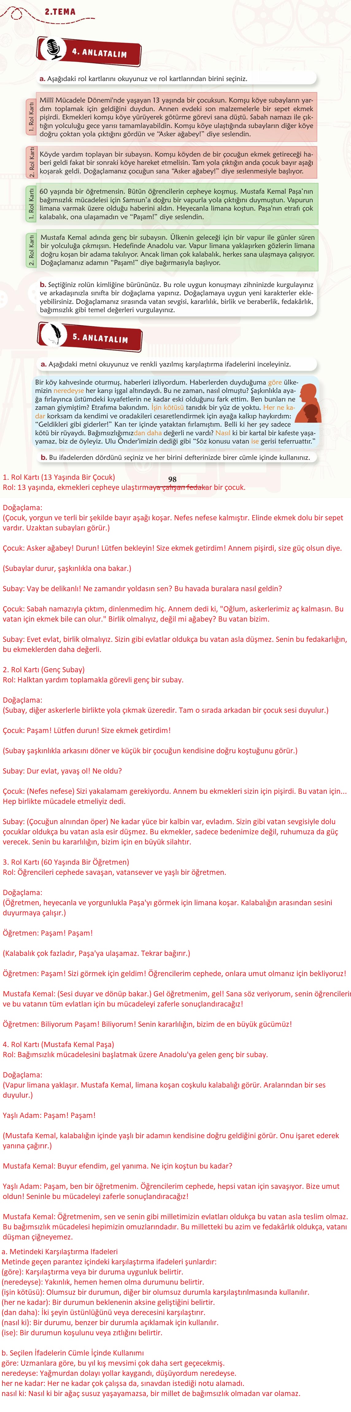 6. Sınıf Türkçe 1. Kitap Meb Yayınları Ders Kitabı Sayfa 99 Cevapları