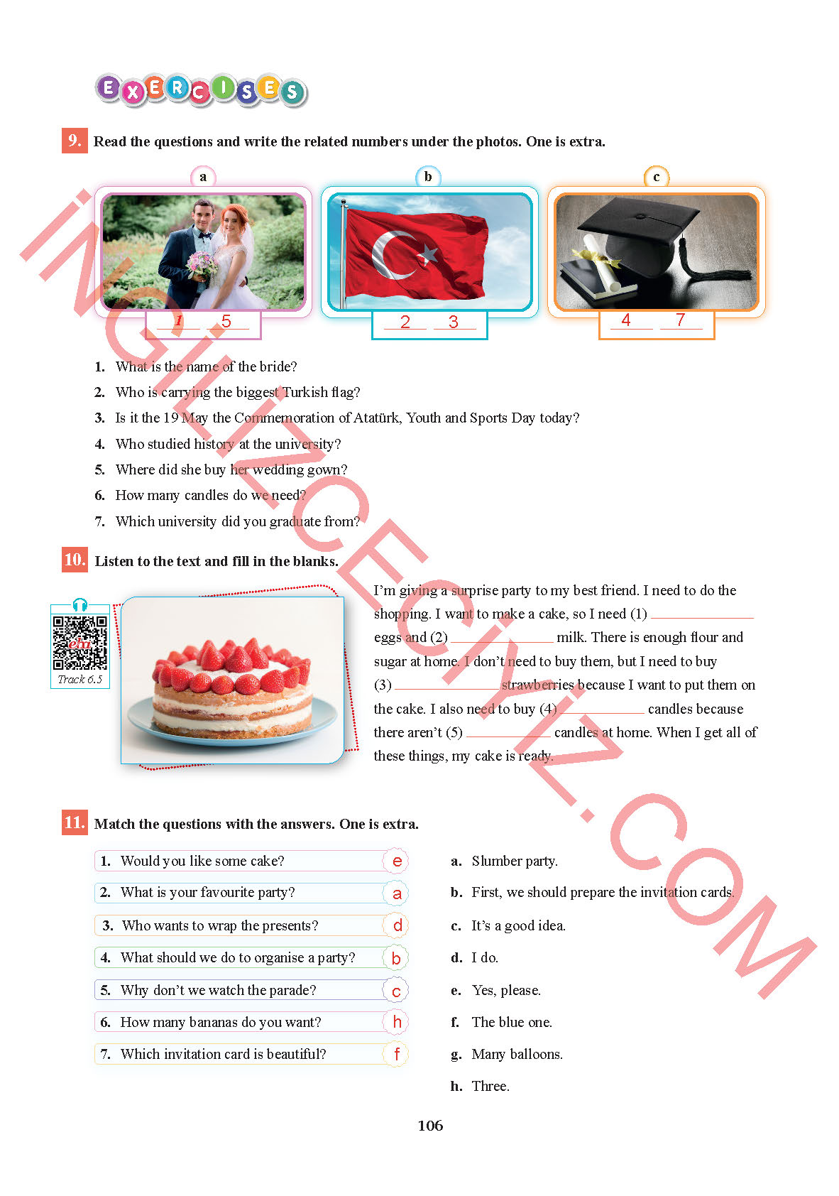 7. Sınıf İngilizce Sdr İpekyolu Yayınları Kitabı Sayfa 106 Cevapları