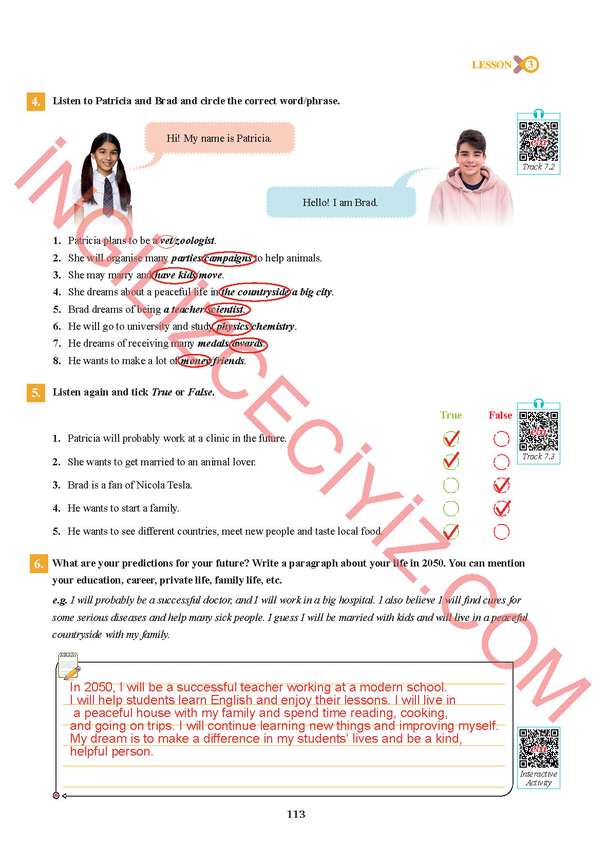 7. Sınıf İngilizce Sdr İpekyolu Yayınları Kitabı Sayfa 113 Cevapları