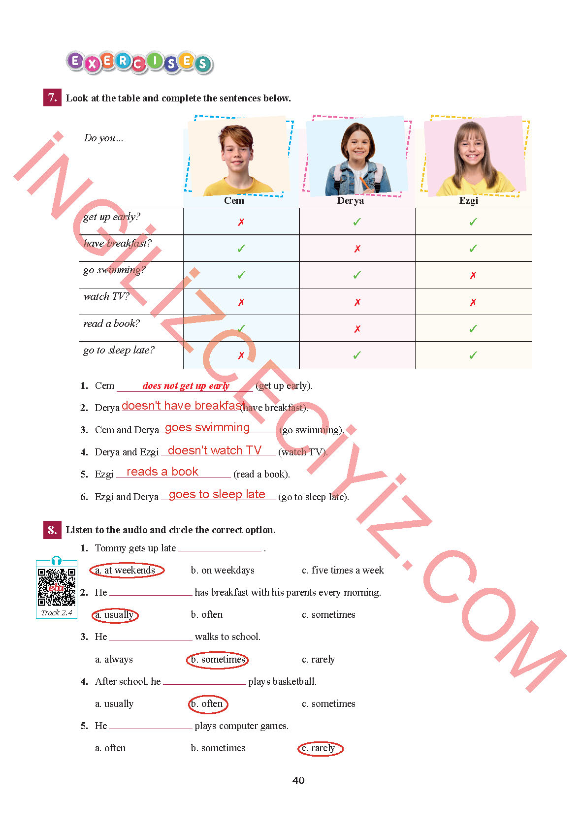 7. Sınıf İngilizce Sdr İpekyolu Yayınları Kitabı Sayfa 40 Cevapları