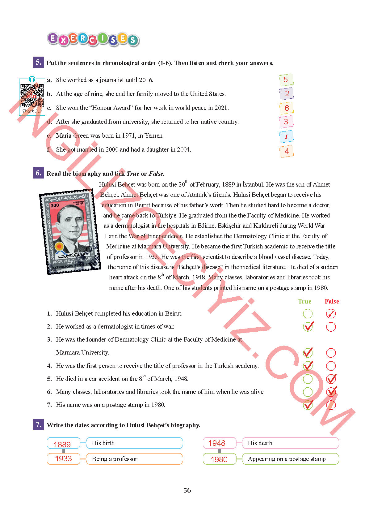 7. Sınıf İngilizce Sdr İpekyolu Yayınları Kitabı Sayfa 56 Cevapları
