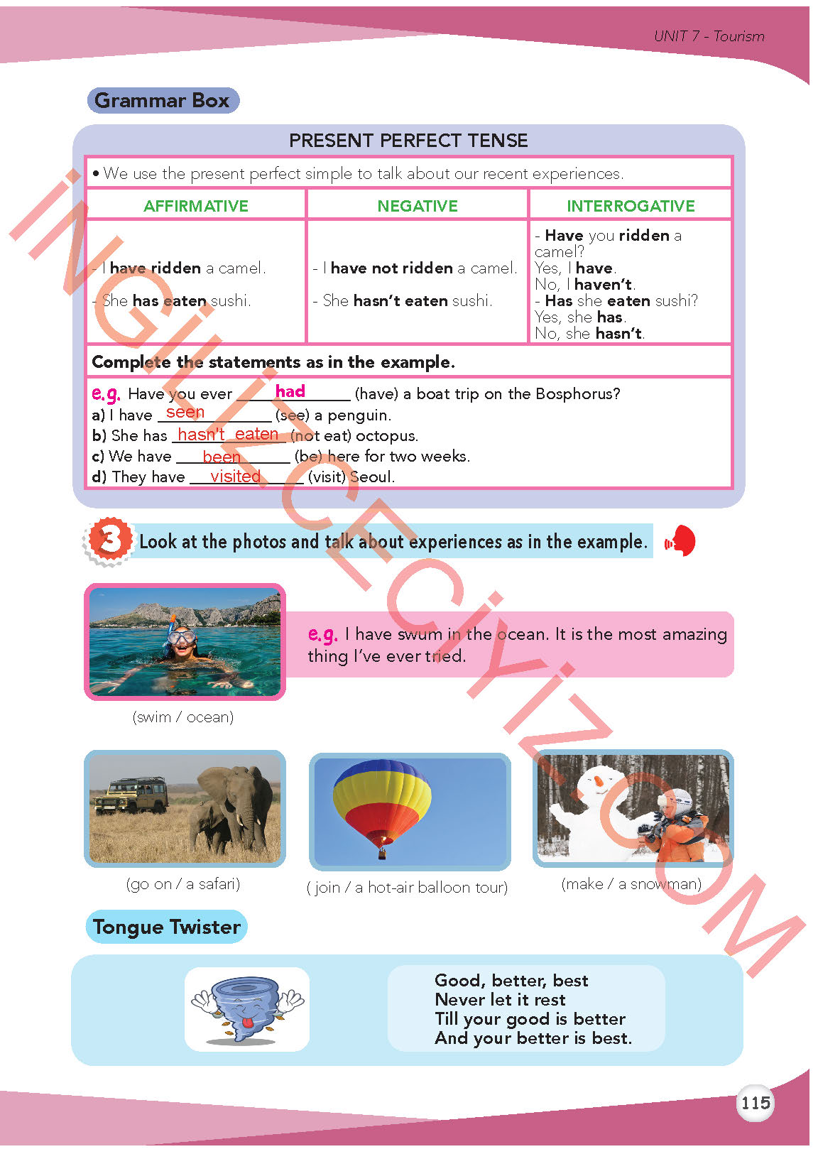 8. Sınıf İngilizce Meb Yayınları Kitabı Sayfa 115 Cevapları