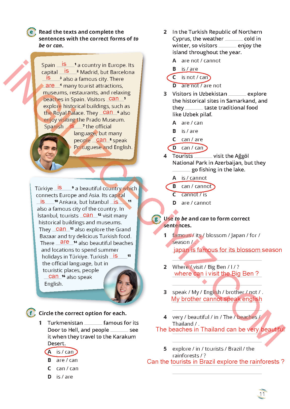 9. Sınıf İngilizce Meb Yayınları Çalışma Kitabı Sayfa 11 Cevapları