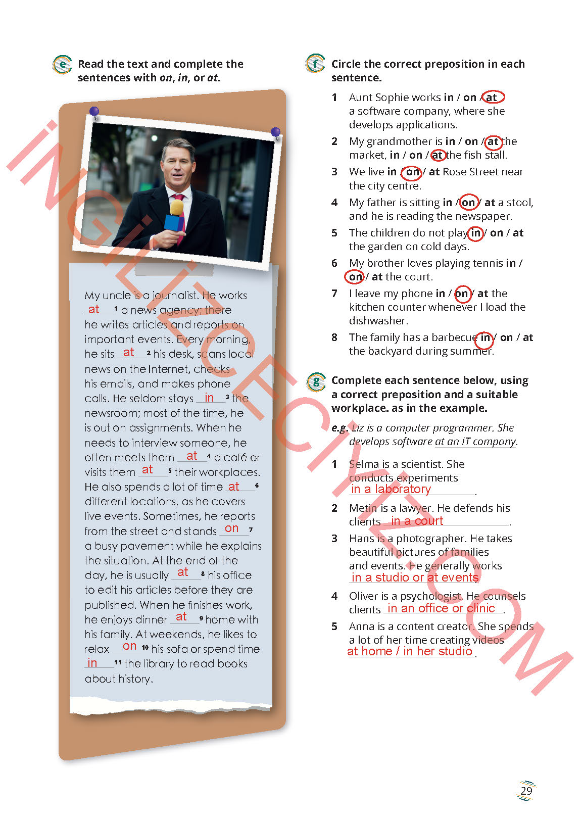 9. Sınıf İngilizce Meb Yayınları Çalışma Kitabı Sayfa 29 Cevapları