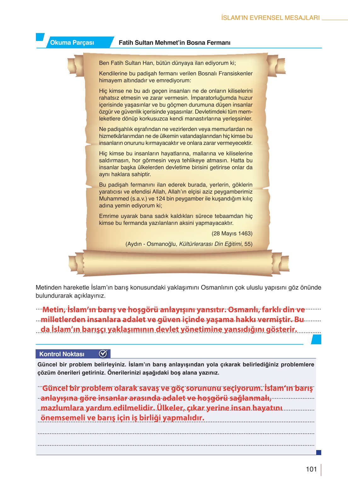 10. Sınıf Meb Yayınları Din Kültürü Ve Ahlak Bilgisi Ders Kitabı Sayfa 101 Cevapları 10. Sınıf Meb Yayınları Din Kültürü Ve Ahlak Bilgisi Ders Kitabı Sayfa 101 Cevapları