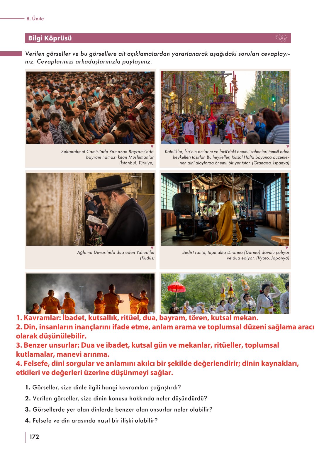 10. Sınıf Meb Yayınları Felsefe Ders Kitabı Sayfa 172 Cevapları