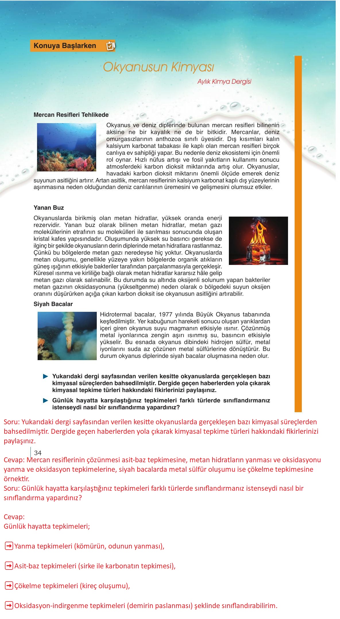 10. Sınıf Meb Yayınları Kimya Ders Kitabı Sayfa 34 Cevapları