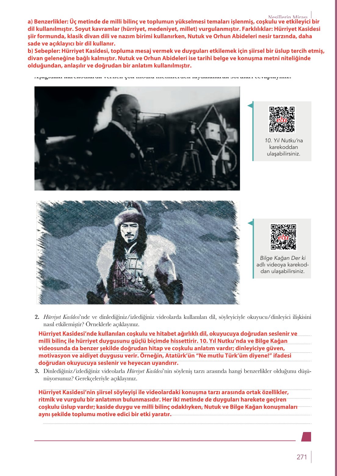 10. Sınıf Meb Yayınları Türk Dili Ve Edebiyatı Ders Kitabı Sayfa 271 Cevapları